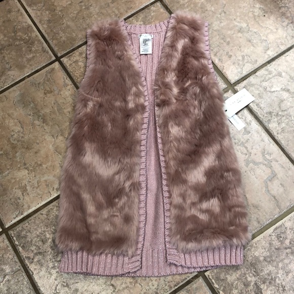 Max Studio Kids Faux Fur And Knit Vest 